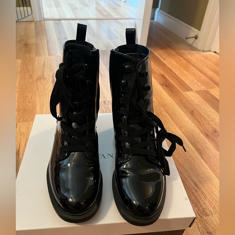 Alfani Glossy Black Combat Boots